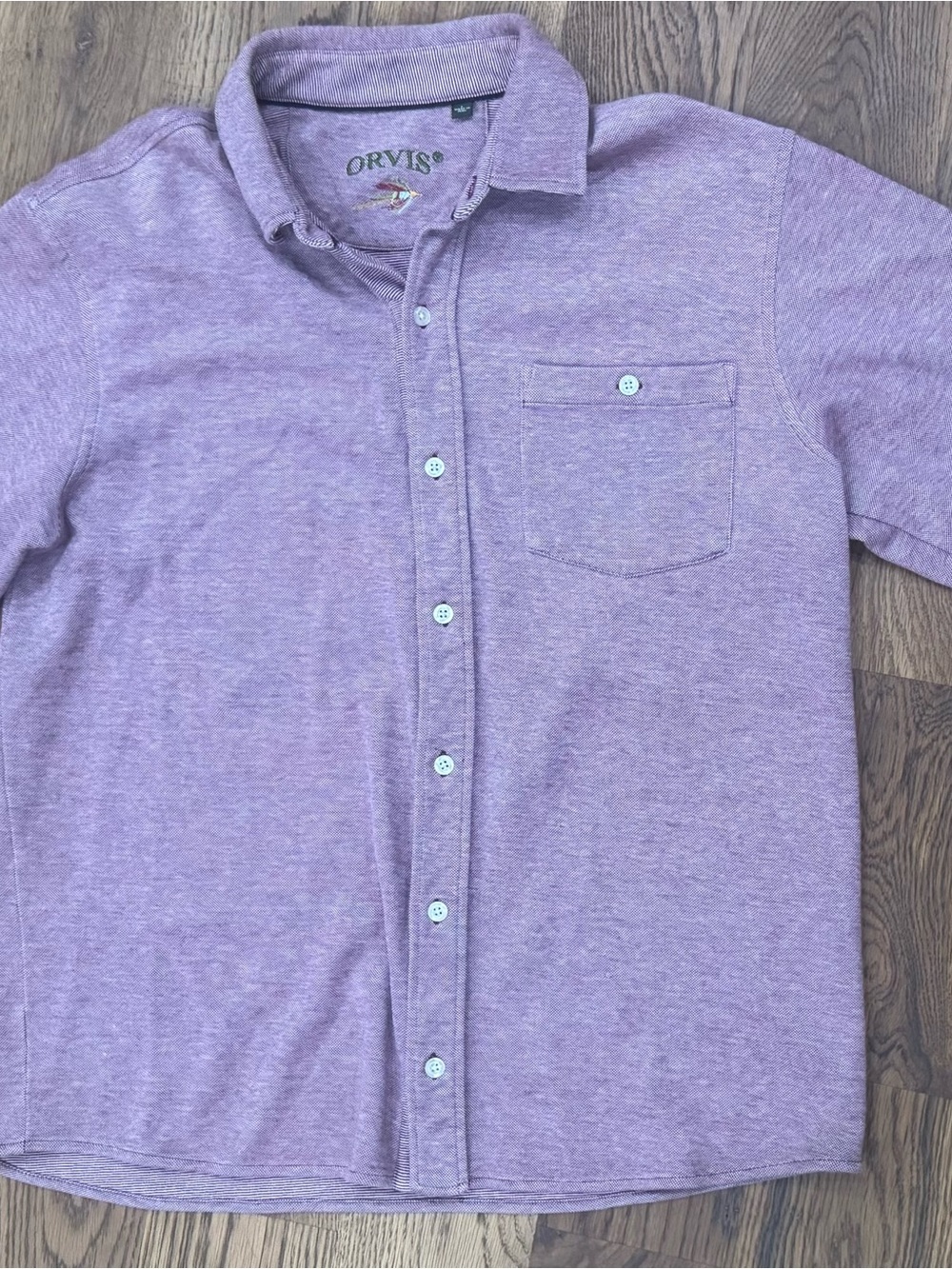 Orvis Soft Sweatshirt Material Men’s Light Purple Casual Button-Down Shirt